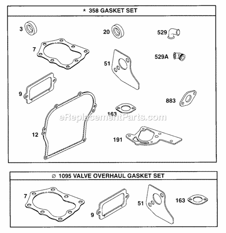 Gasket Set Diagram and Parts List for 090202-0104-01  Briggs and Stratton Engine